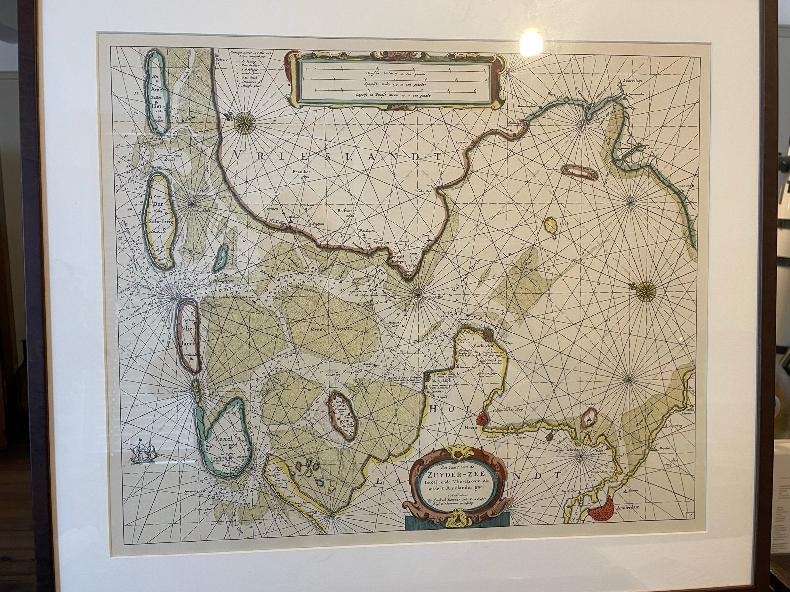 Ingelijste kopie van een kaart uit 1669 van Friesland, Voor 1800, Ophalen of Verzenden, Nederland, Landkaart
