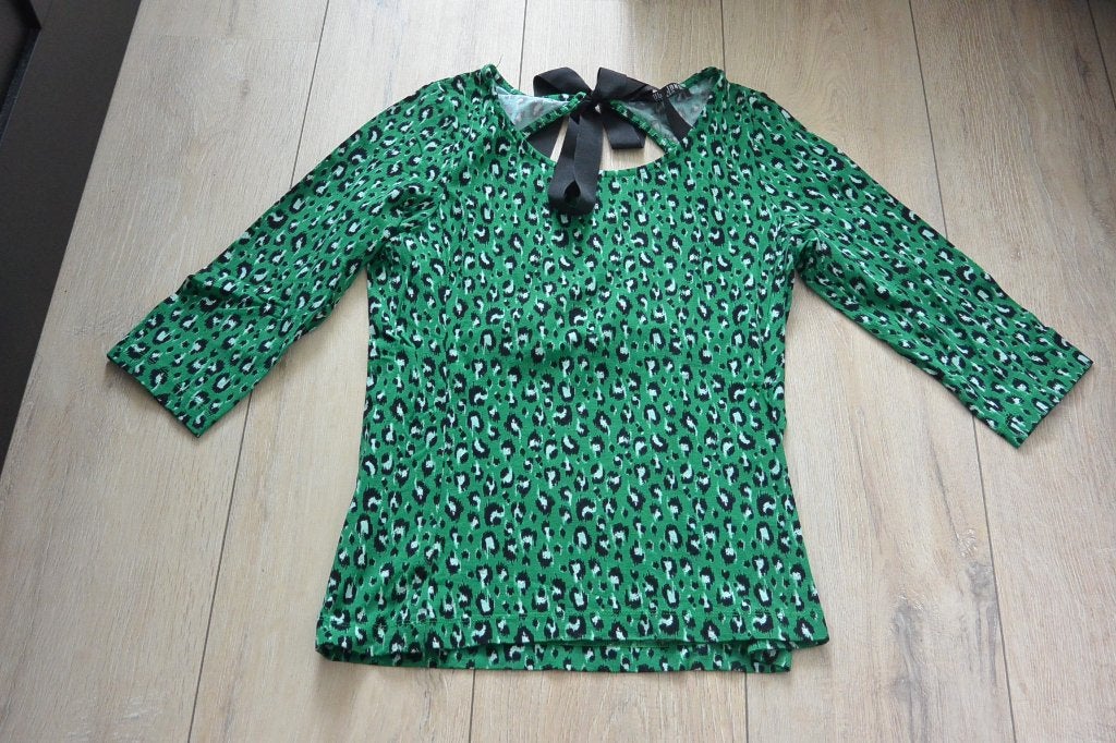 Groene print top van Juffrouw Jansen - maat S, Maat 38/40 (M), Ophalen of Verzenden, Zo goed als nieuw, Korte mouw