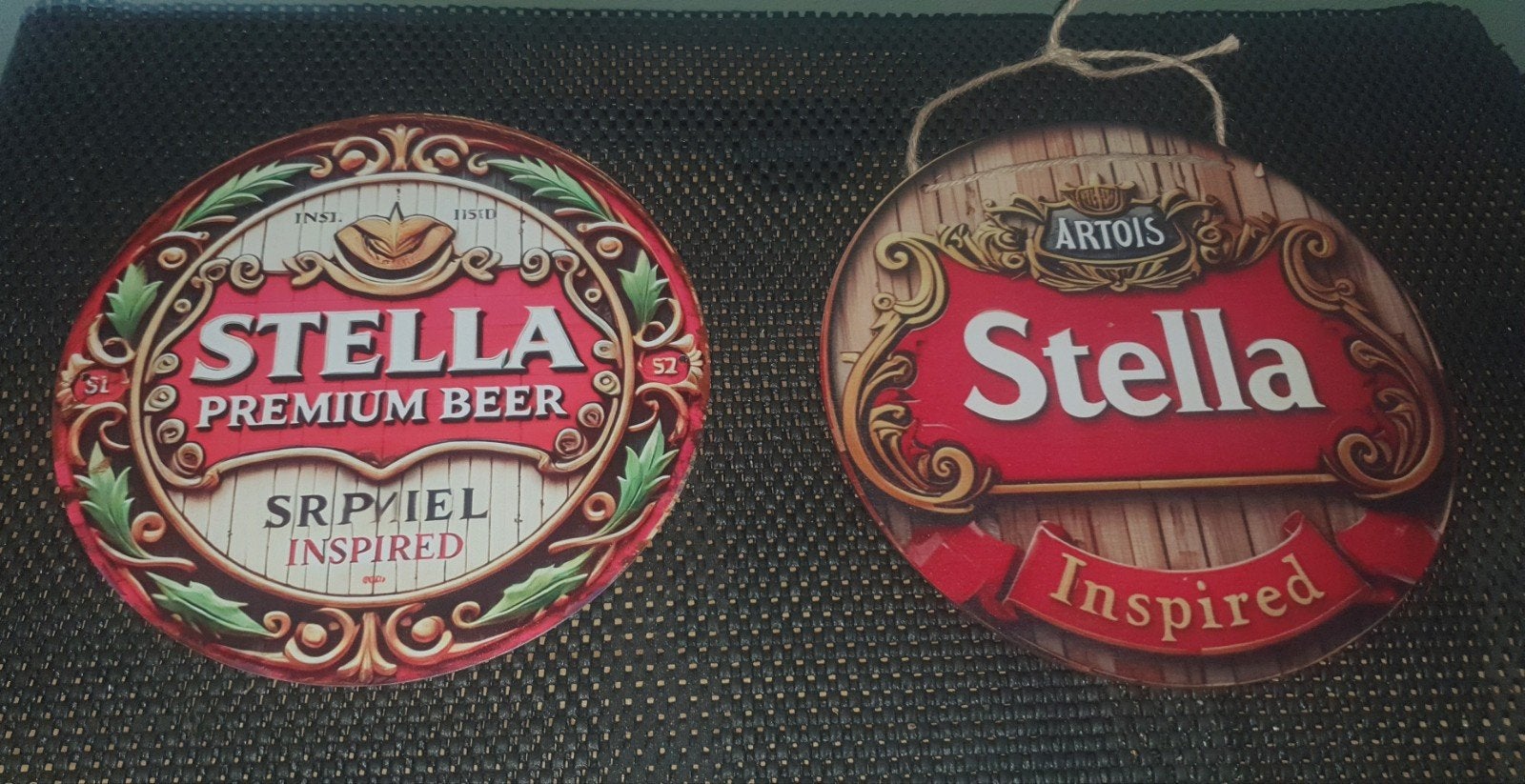 Stella Artois Wandborden - Hout & Metaal - Ø 20 cm, Verzamelen, Ophalen of Verzenden, Nieuw, Reclamebord, Plaat of Schild, Overige merken