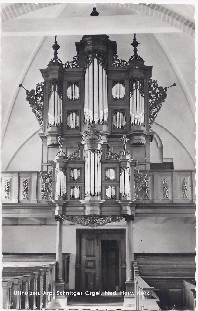 Uithuizen Orgel Ned herv Kerk Oude Ansichtkaart ( A1344, Ophalen of Verzenden, 1940 tot 1960, Gelopen