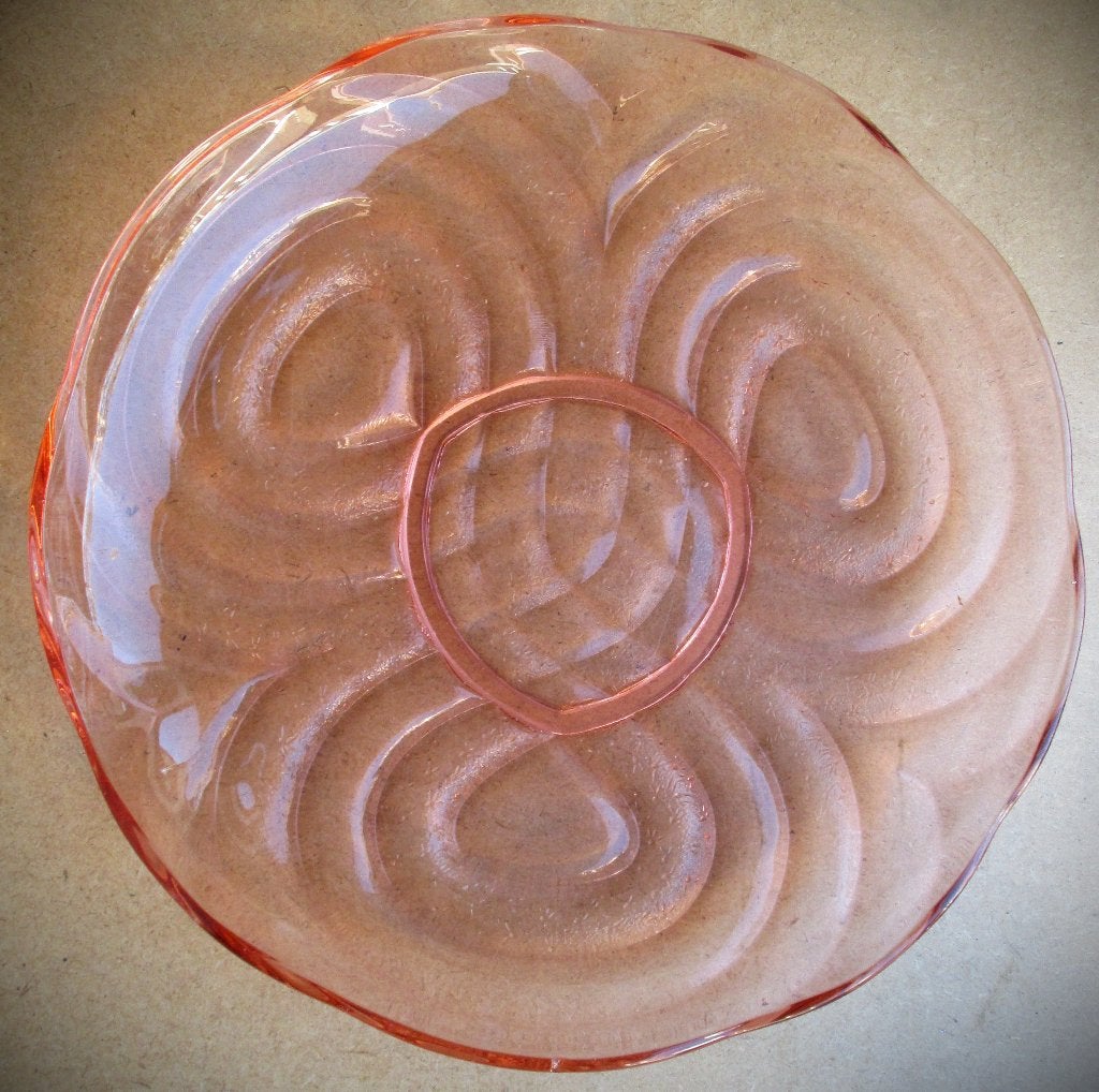 Schaal~Gebakschaal~Antiek zalm kleurige Taartschaal jaren 30, Antiek en Kunst, Ophalen of Verzenden