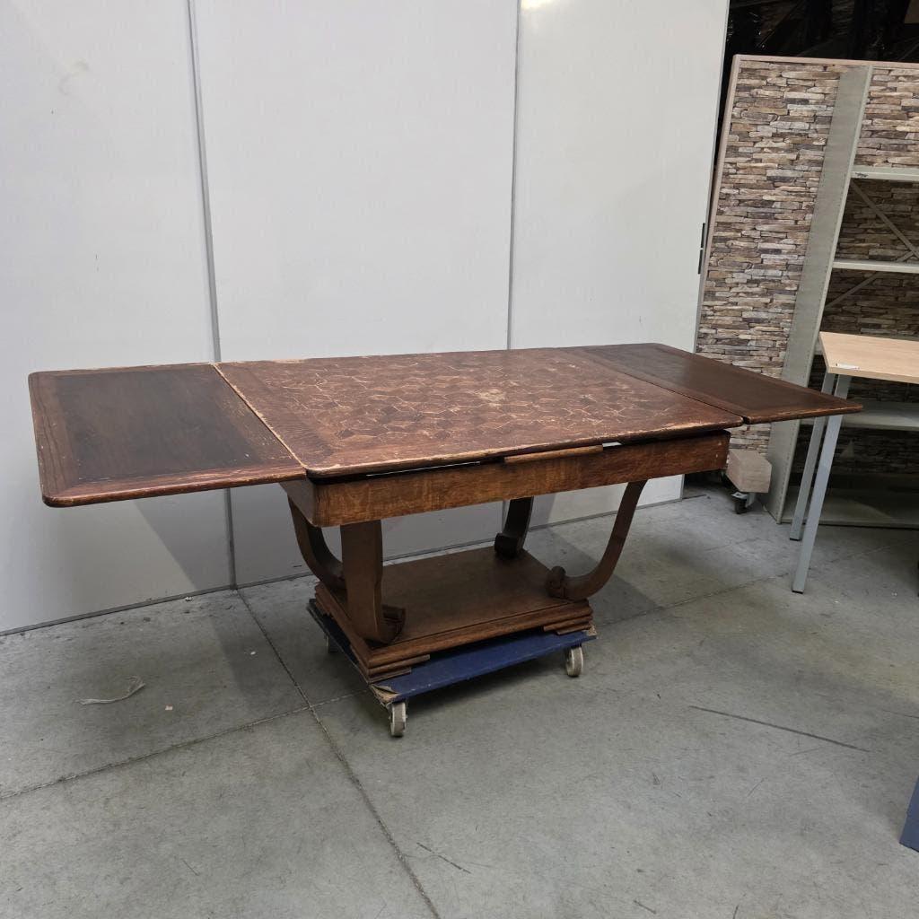 OUDE HOUTEN GELEEFDE UITSCHUIFBARE CAFE /STAMTAFEL 130X100, Ophalen