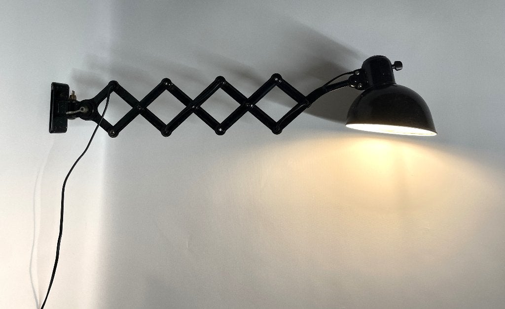 wandlamp schaarlamp Kaiser Idell jaren '30-'40 vintage, Zwart, Overige merken, Metaal, Wandlamp