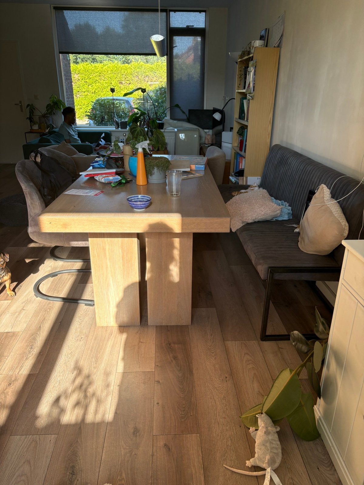 Gratis luxe massief houten Eettafel, Ophalen, Gebruikt, 200 cm of meer, 50 tot 100 cm