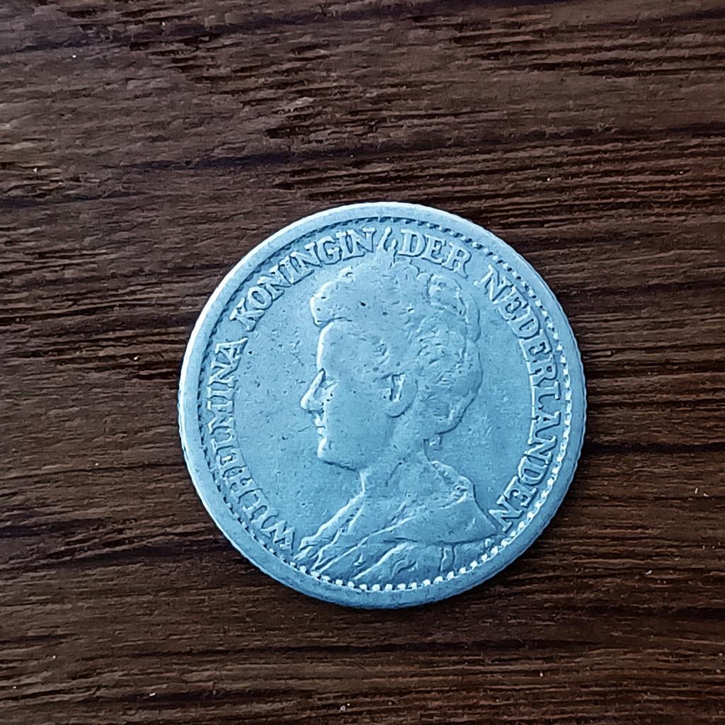 25 cent (kwartje) 1911 Wilhelmina, Zilver, 25 cent, Ophalen of Verzenden, Koningin Wilhelmina