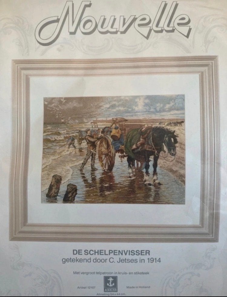 Compleet borduurpakket "De Schelpenvisser" - Nieuw, Ophalen of Verzenden, Nieuw, Handborduren, Borduurpakket
