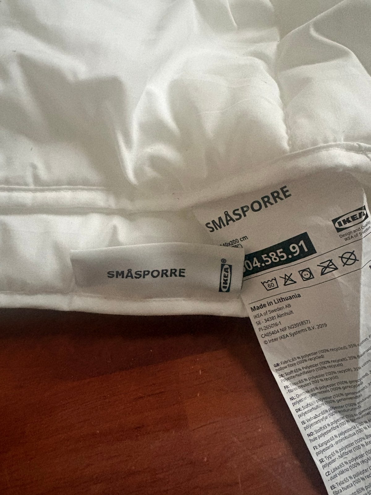 IKEA SMÅSPORRE Dekbed - Zo goed als nieuw, Huis en Inrichting, Slaapkamer | Beddengoed, Ophalen, Eenpersoons, Wit, Ademend