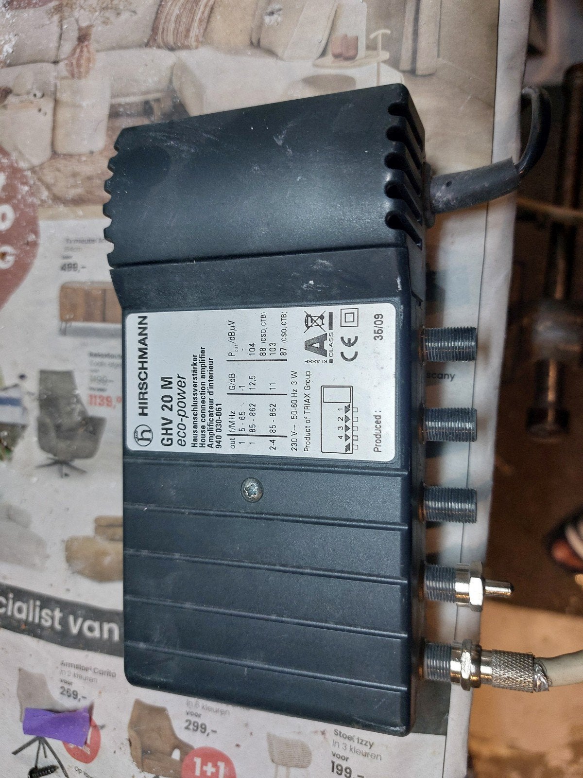 Hirschmann GHV 20 M kabel versterker, Ophalen of Verzenden, Gebruikt, Tv-kabel