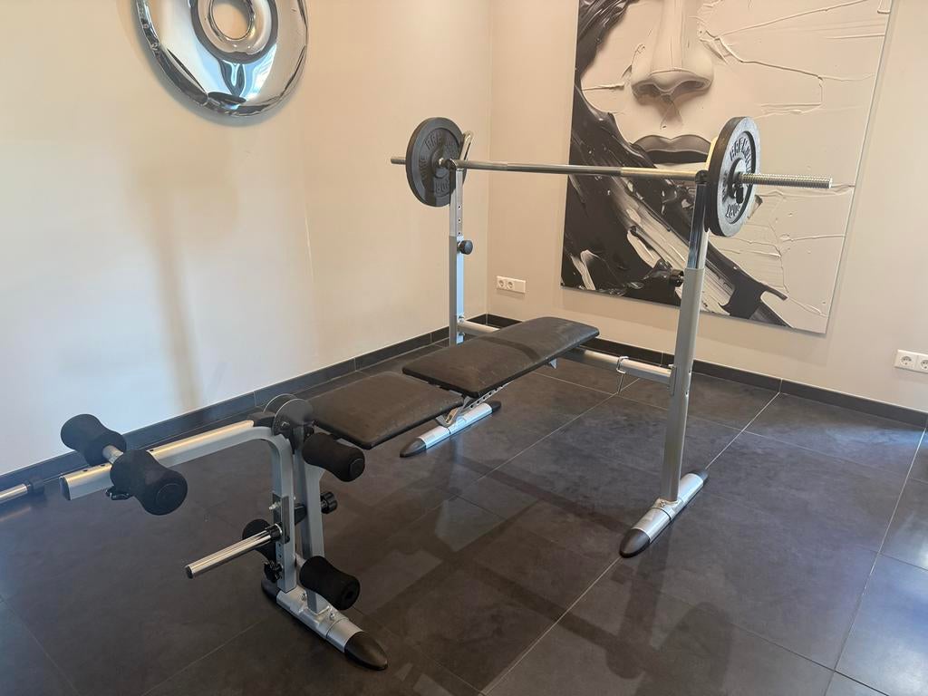 Kettler Fitnessbank met halterstang en gewichten, Ophalen, Gebruikt, Armen, Fitnessbank