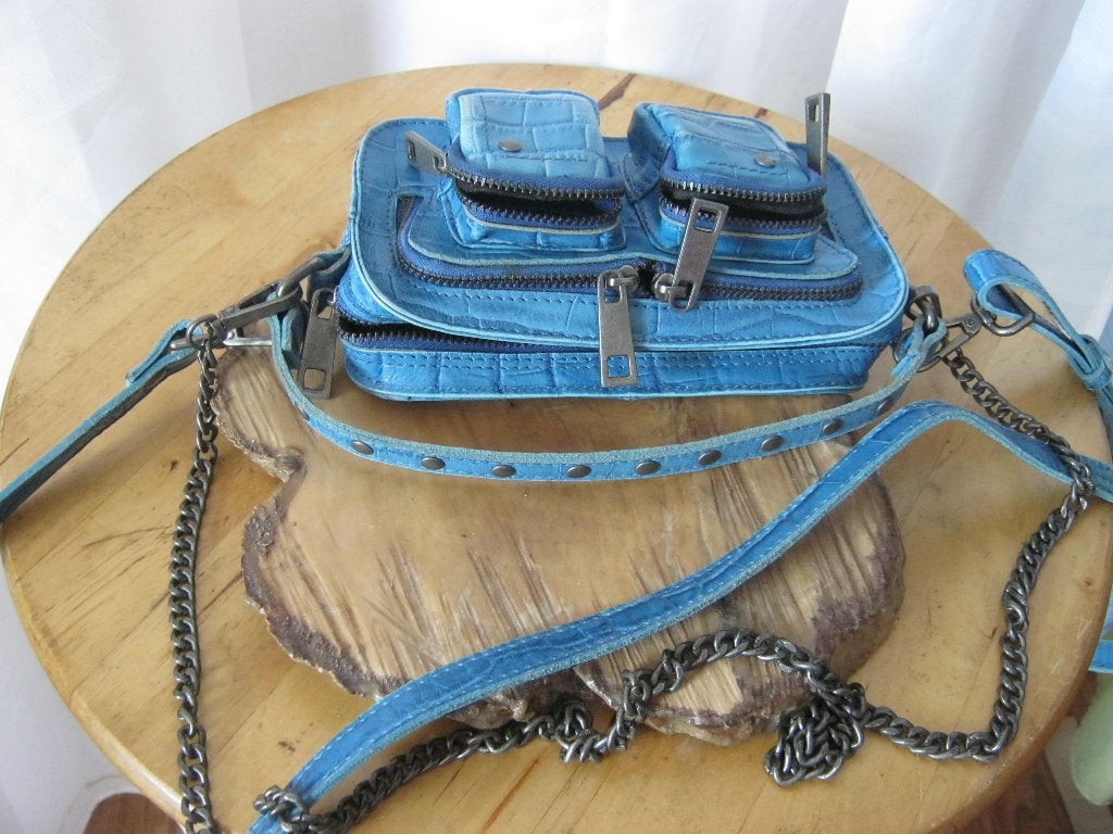 turqoise leren Helena Texas crossbody Núnoo, Overige merken, Gebruikt, Leer, Verzenden