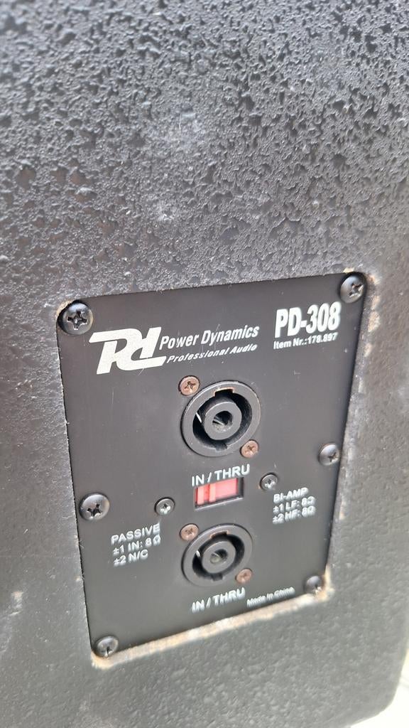 Power dynamics pd308 speakers/toppen, Ophalen of Verzenden, 120 watt of meer, Subwoofer, Overige merken