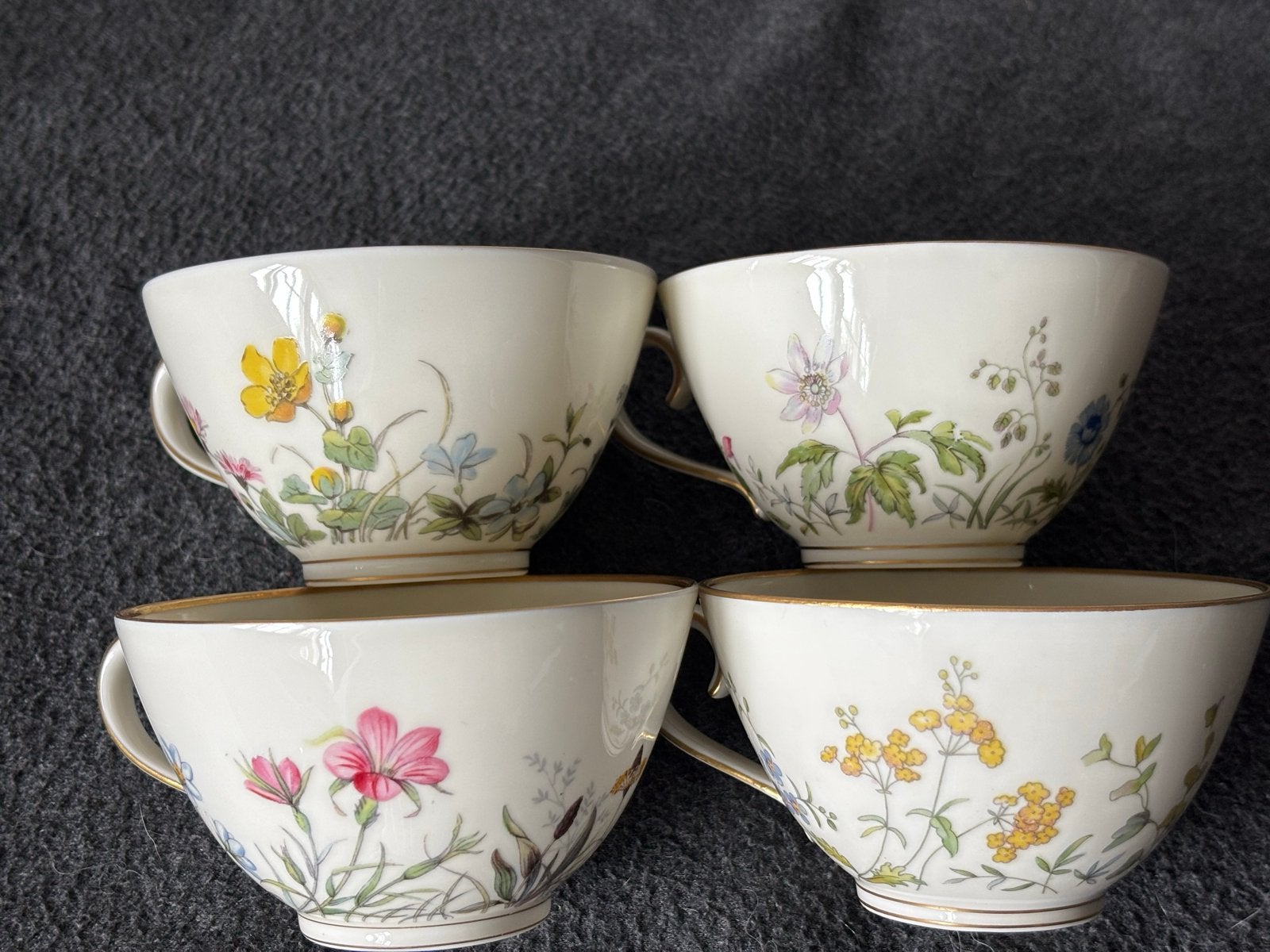 Set van 4 Krautheim Selb Bavaria theekopjes met bloemen, Antiek en Kunst, Antiek | Porselein, Ophalen of Verzenden
