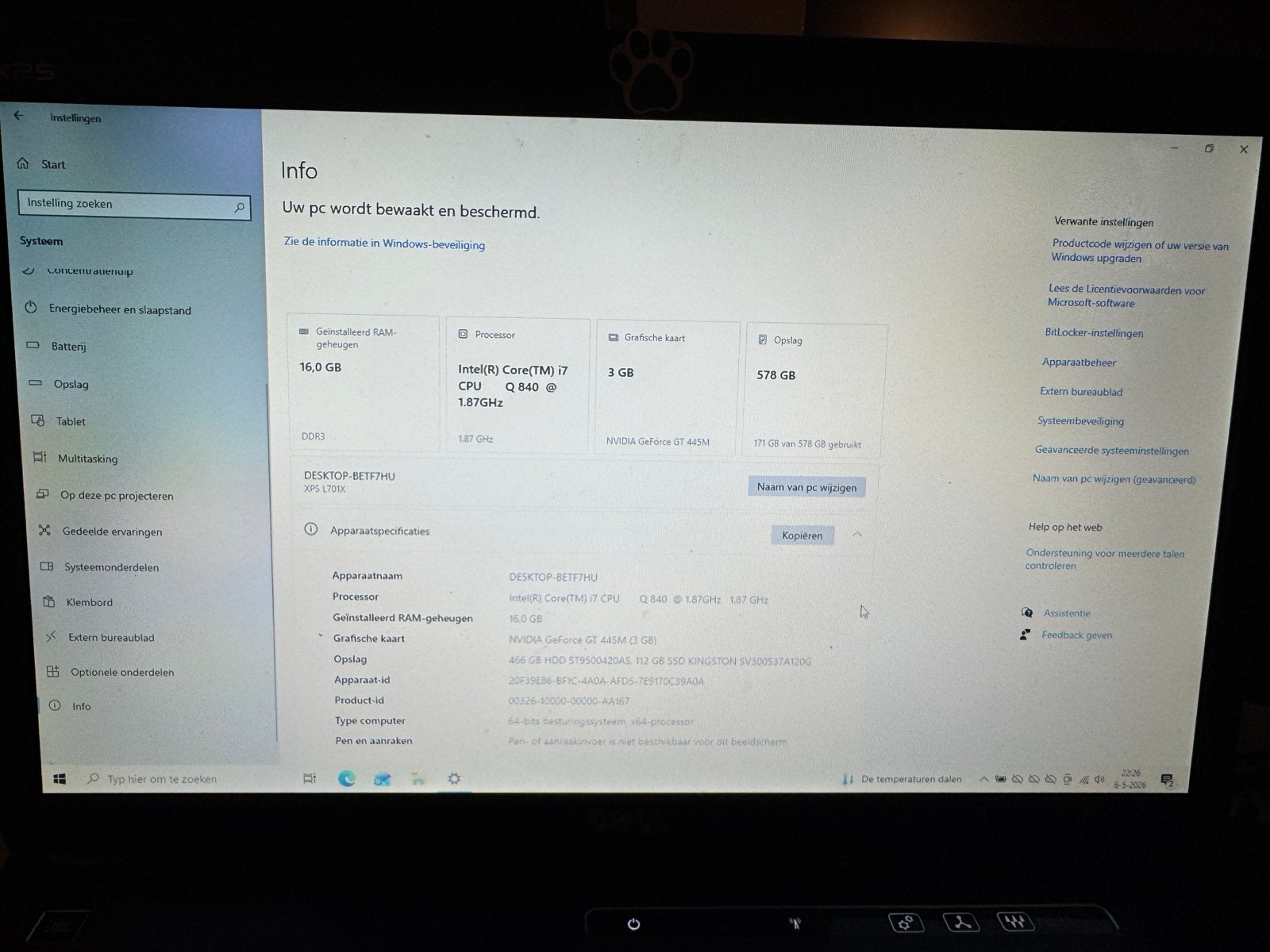 Dell XPS Laptop - Zonder HDD/RAM - Voor onderdelen, Computers en Software, Ophalen, HDD, 15 inch, Niet werkend