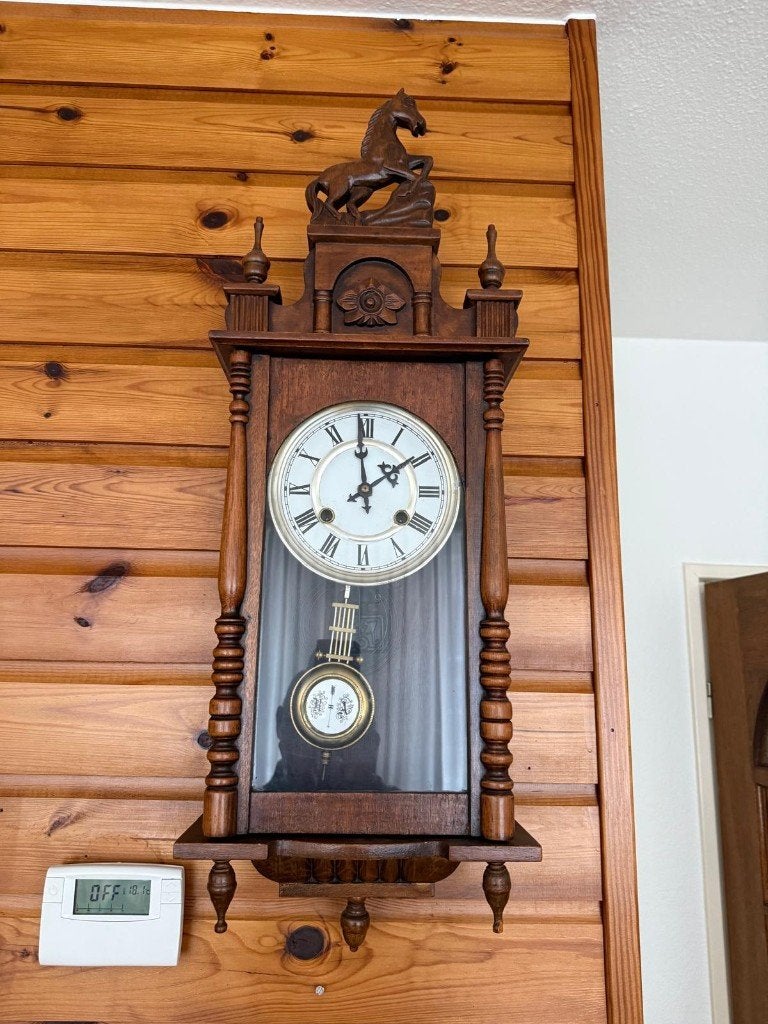 Antieke Duitse regulateur wandklok ca. 1900 - werkend, Ophalen