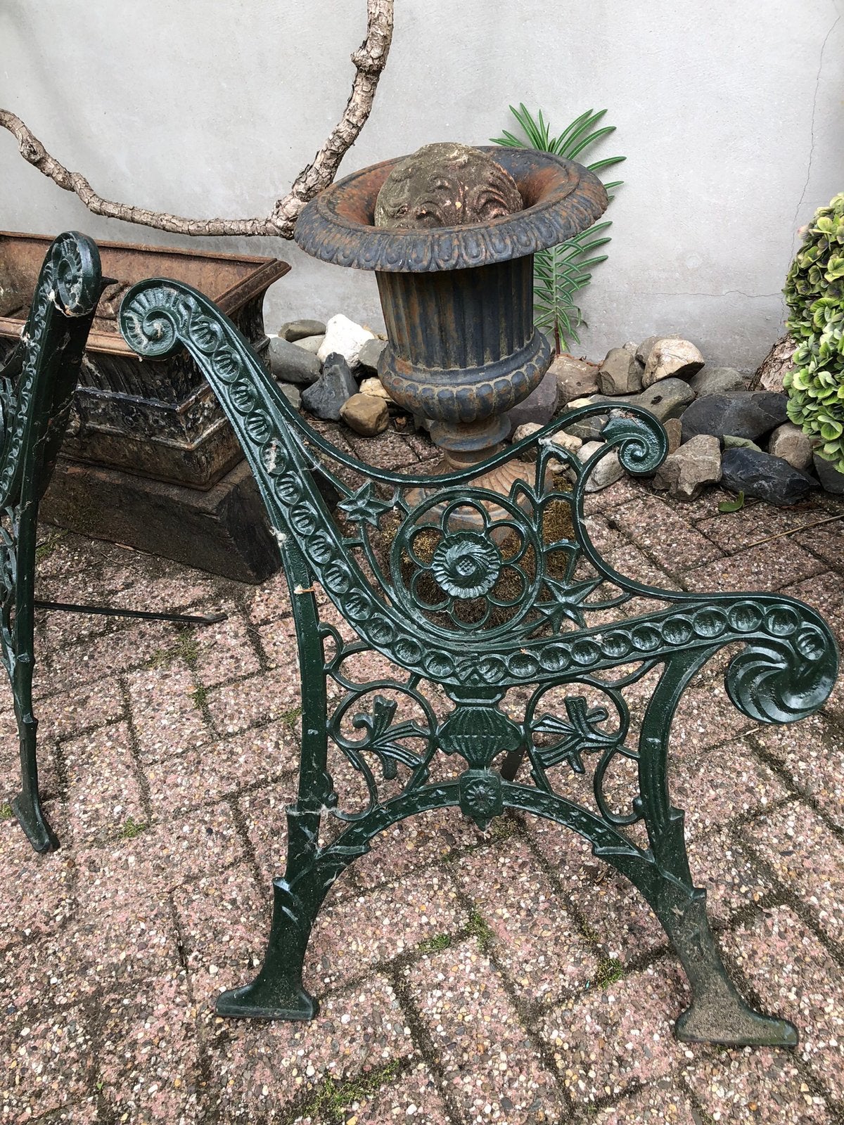 Set gietijzeren Franse banksteunen, Ophalen of Verzenden