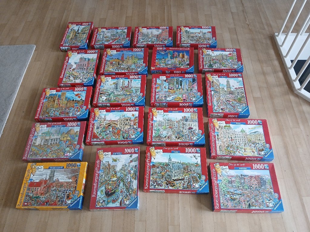 20x Puzzels Fleroux Cities of the World - Serie Compleet, Ophalen, 500 t/m 1500 stukjes, Zo goed als nieuw, Legpuzzel