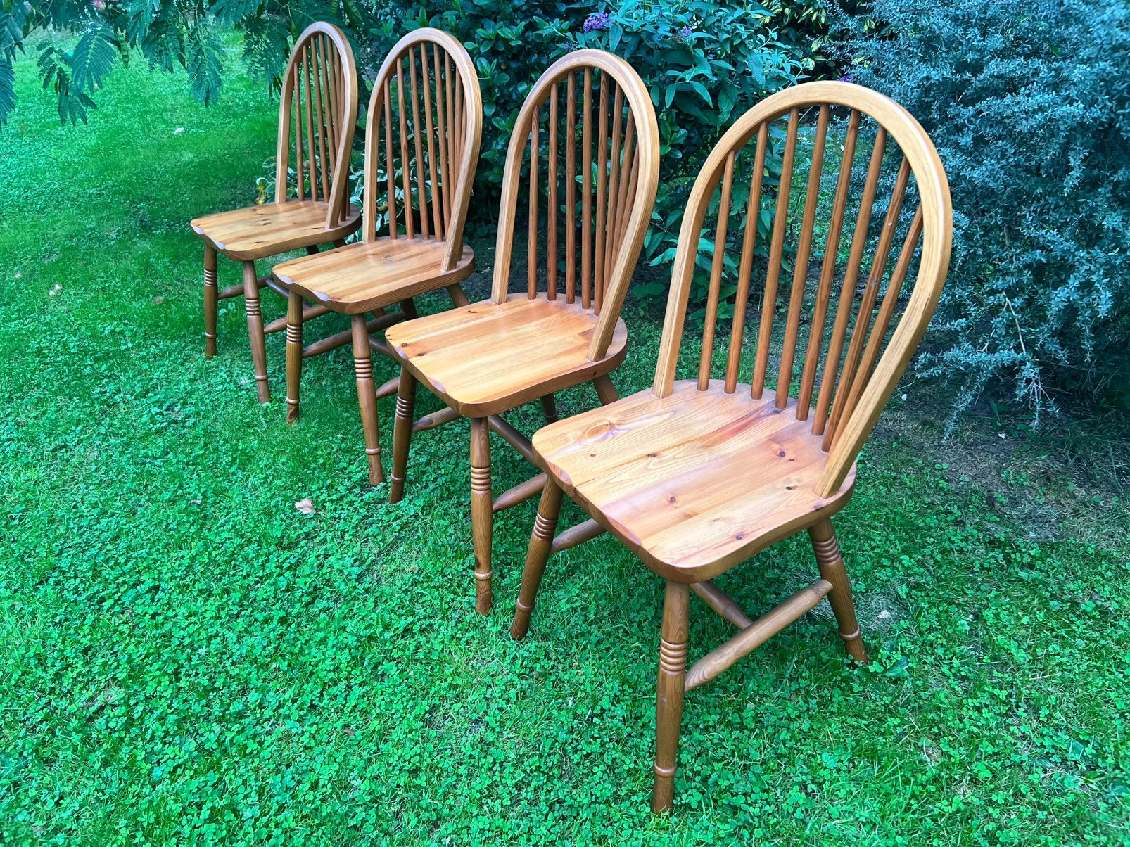 Grenen Windsor stoelen 4x, Huis en Inrichting, Ophalen, Zo goed als nieuw, Bruin, Hout