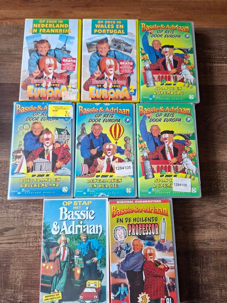 Bassie & Adriaan VHS collectie - 8 videobanden, Avontuur, Gebruikt, Alle leeftijden, Boxset