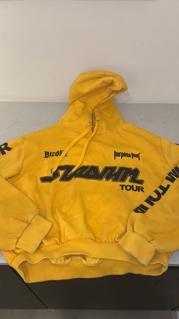 Justin Bieber Purpose Tour Hoodie H&M Maat M Geel, Ophalen of Verzenden, Gedragen, Maat 38/40 (M), Geel