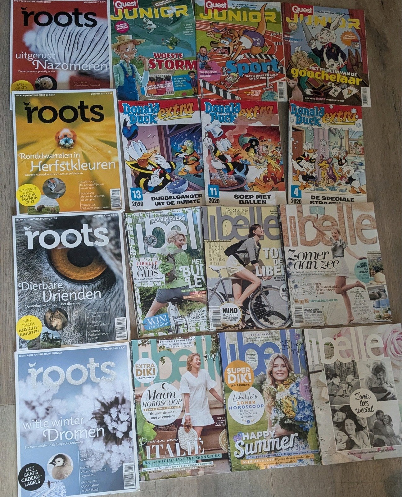 Groot tijdschriftenpakket: Roots, Quest Junior, Donald Duck,, Boeken, Tijdschriften en Kranten, Ophalen of Verzenden, Gelezen