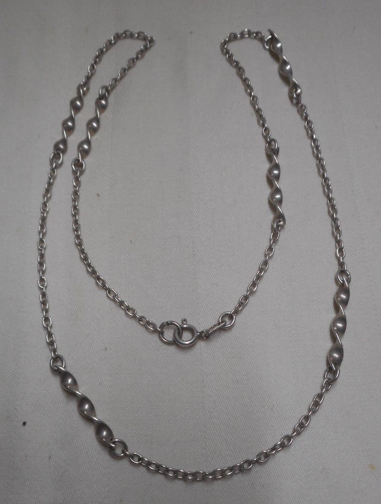 Zilveren vintage sierketting met wokkels nr.2405, Verzenden, Zo goed als nieuw, Zilver, Zilver