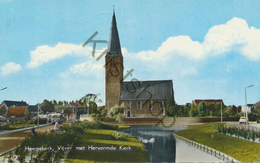 Heemskerk - Vijver met Hervormde Kerk  [003-6733, Verzenden, 1960 tot 1980, Gelopen, Noord-Holland