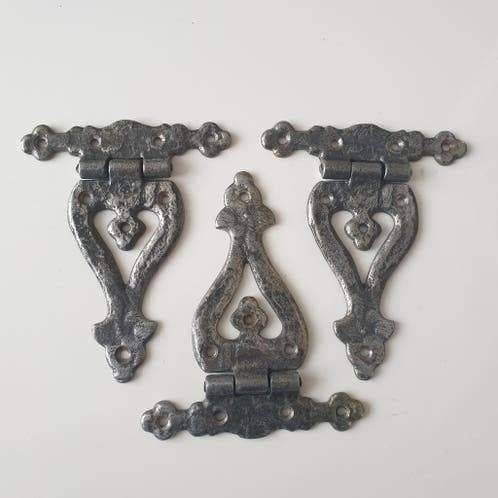 Vintage set van 3 Raam / Deur hardware scharnier, Ophalen of Verzenden, Gebruikt, IJzer, Scharnier