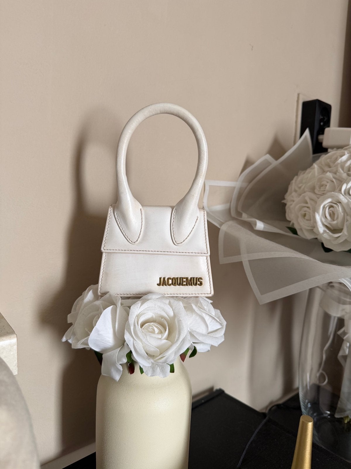 Origineel jacquemus tasje mini, Ophalen of Verzenden, Gebruikt, Wit