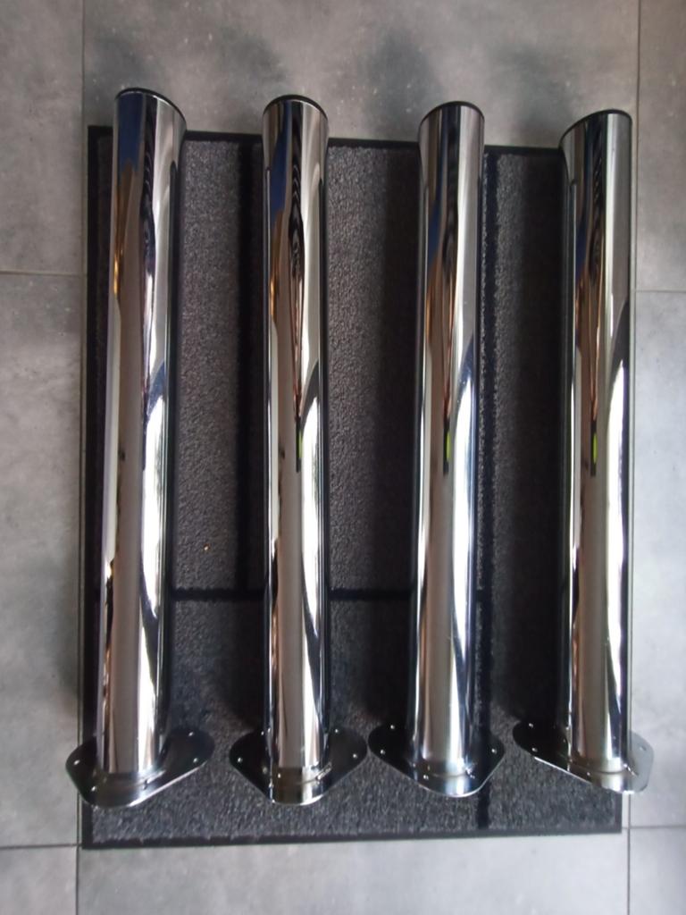 4 Design tafelpoten, chroom, verstelbaar. € 40,00, Huis en Inrichting, 50 tot 100 cm, Rond, Zo goed als nieuw, 50 tot 100 cm