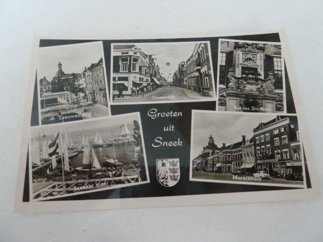 Sneek circa 1955 Groeten Uit, Ophalen of Verzenden, 1940 tot 1960, Ongelopen, Friesland