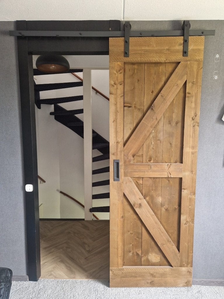 Steigerhouten Loftdeur/Schuifdeur (rails incl. softclose), Doe-het-zelf en Verbouw, Deuren en Horren, Ophalen, Gebruikt, 80 tot 100 cm