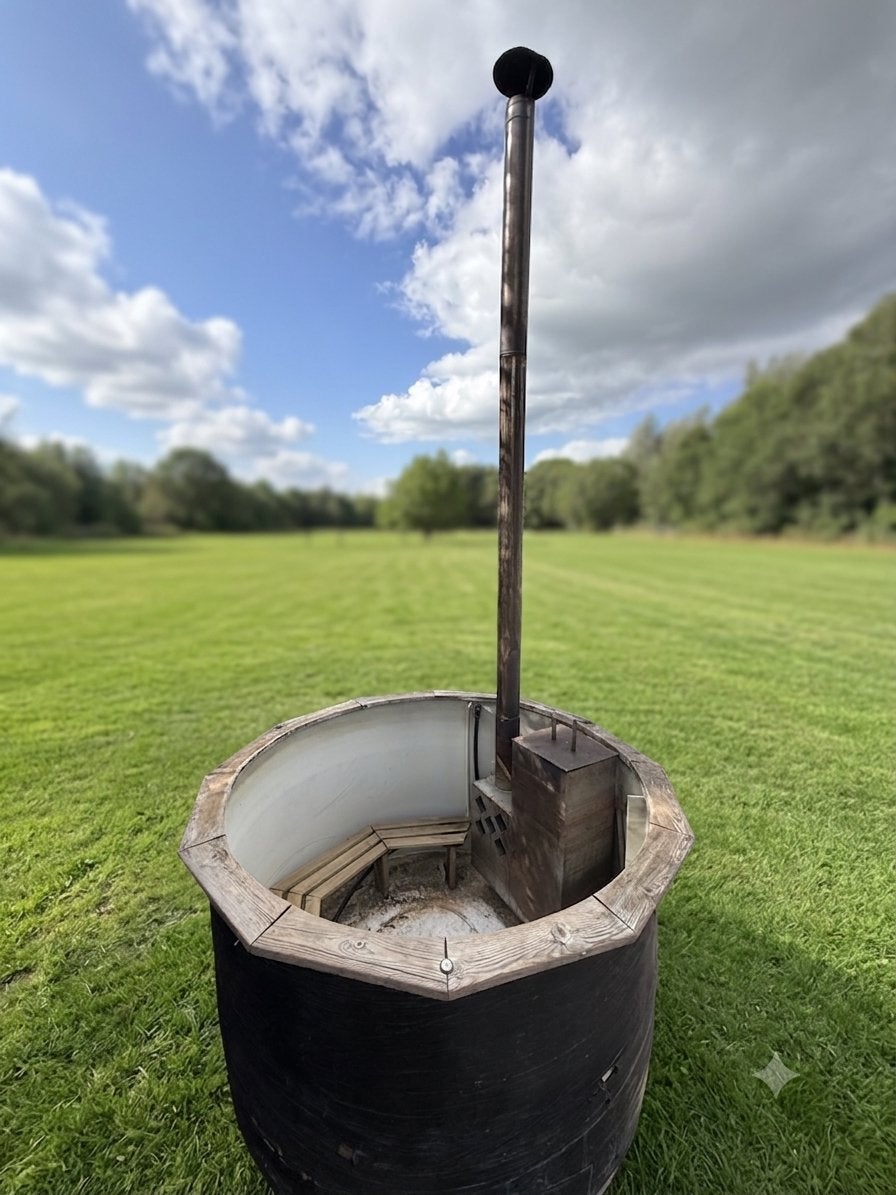 Hottub met houtkachel 1m70 diameter, Ophalen, Gebruikt, Vast
