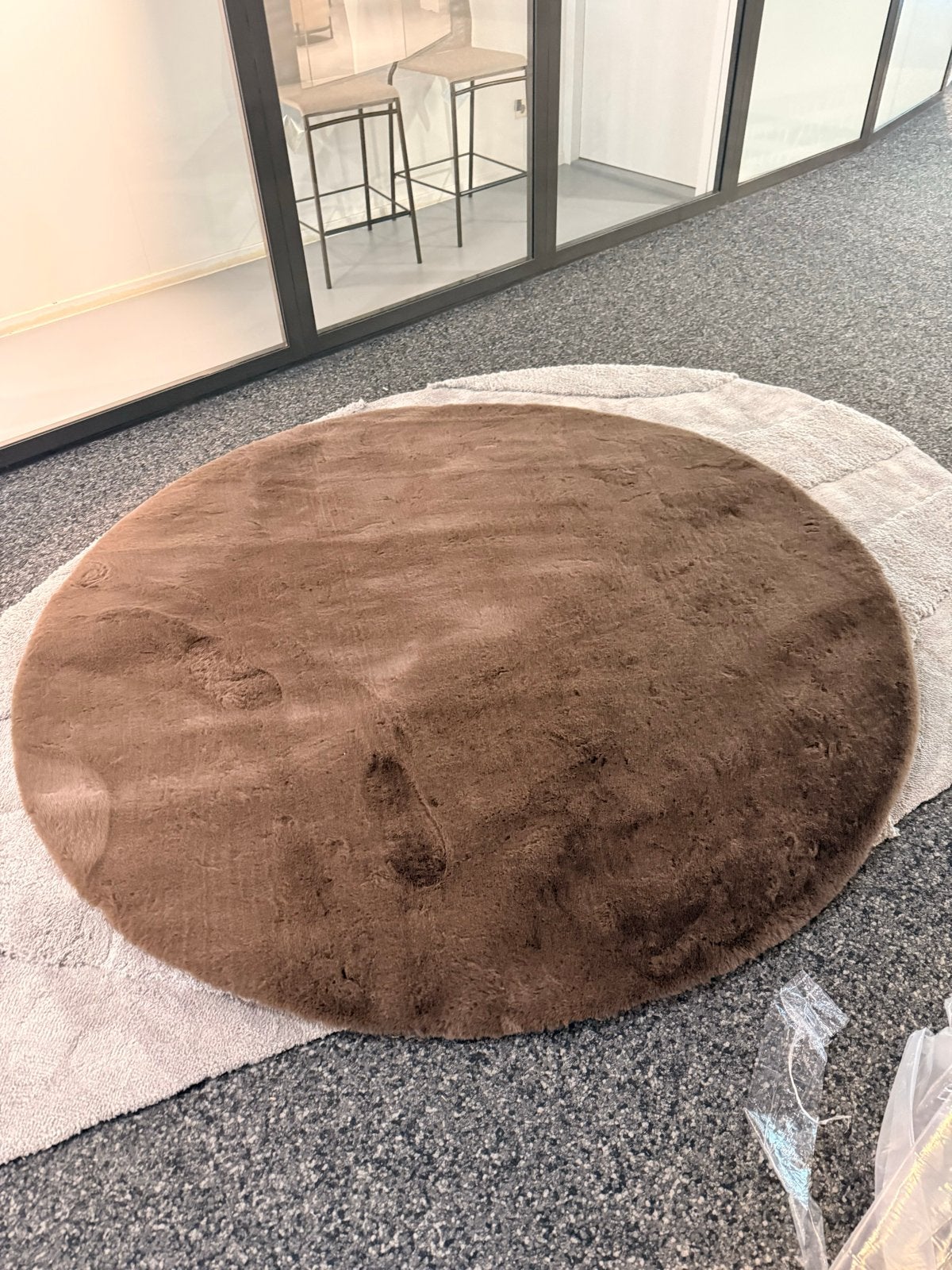 Rond bruin hoogpollig vloerkleed HEAVEN - LaLee - 200 cm, Bruin, 150 tot 200 cm, Rond, Ophalen of Verzenden