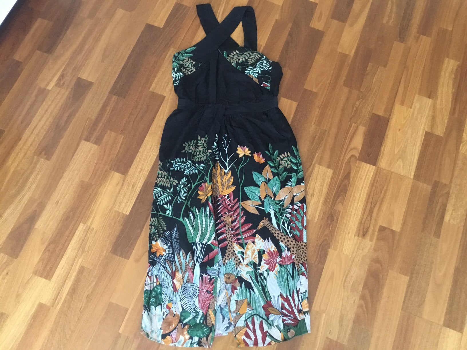 Hakterjurk Warehouse maat 40 zwart met kleuren giraffen, Maat 38/40 (M), Zwart, Ophalen of Verzenden, Zo goed als nieuw
