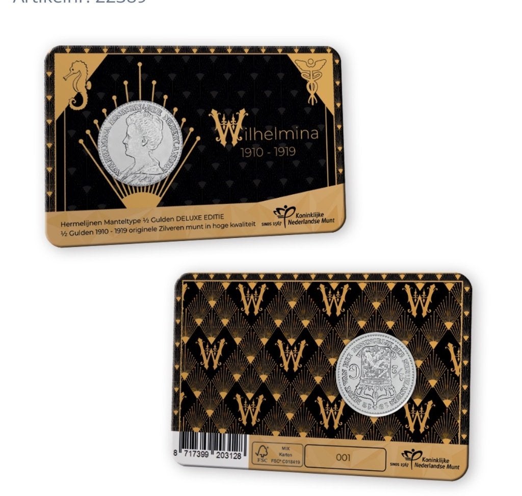 Wilhelmina halve gulden hermelijnen mantel coincard, Ophalen of Verzenden, Koningin Wilhelmina, ½ gulden, Losse munt