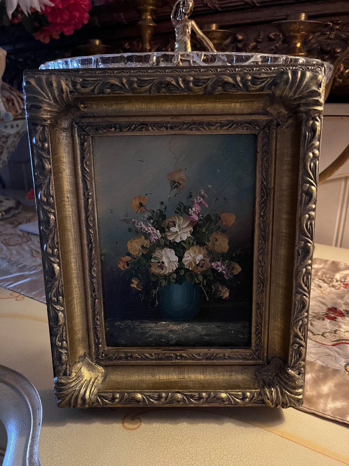Prachtige olieverf schilderij met bloemen, Ophalen of Verzenden