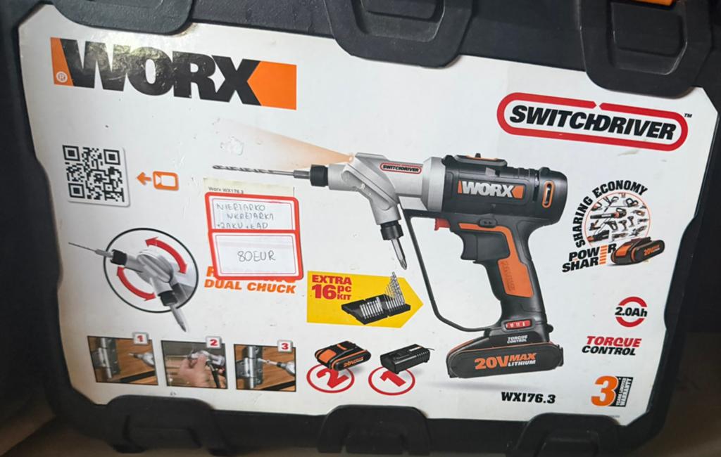 WORX SwitchDriver WX176.3 20V – gebruikt, complete set, Ophalen of Verzenden, Zo goed als nieuw