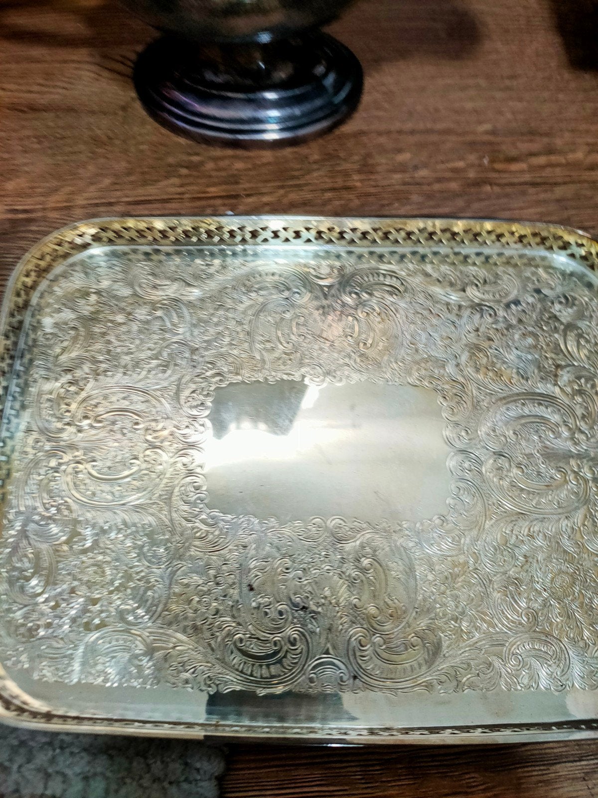 Antiek Zilveren Dienblad - Barker Ellis, Made in England, Antiek en Kunst, Antiek | Goud en Zilver, Ophalen of Verzenden, Zilver