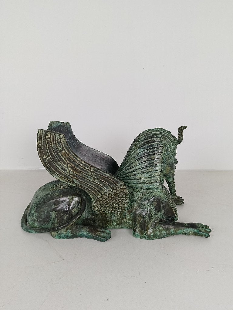 Bronzen Sfinx Tafel met Glazen Bovenblad, Ophalen of Verzenden