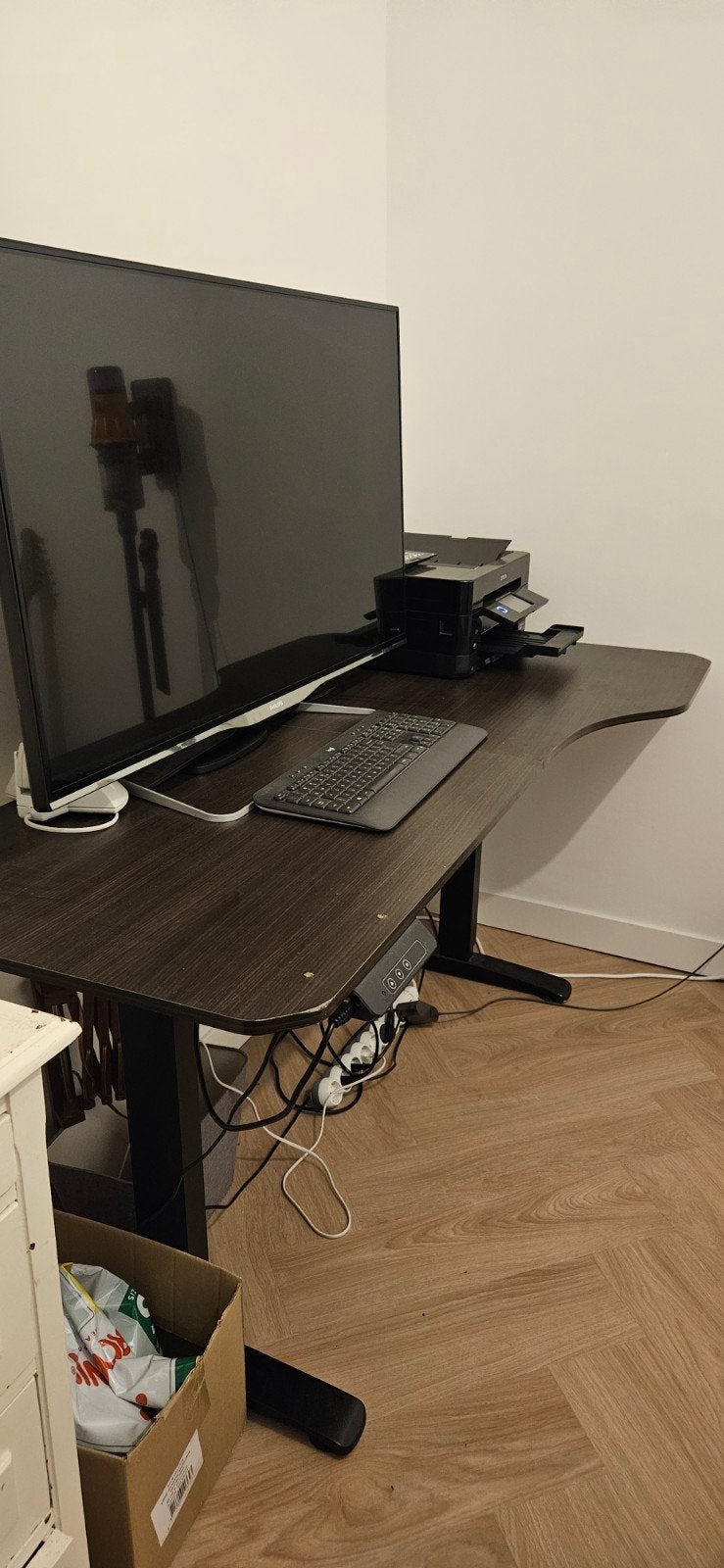 hoog laag bureau zit sta buro, Ophalen, Zit-sta bureau, Gebruikt, Bruin