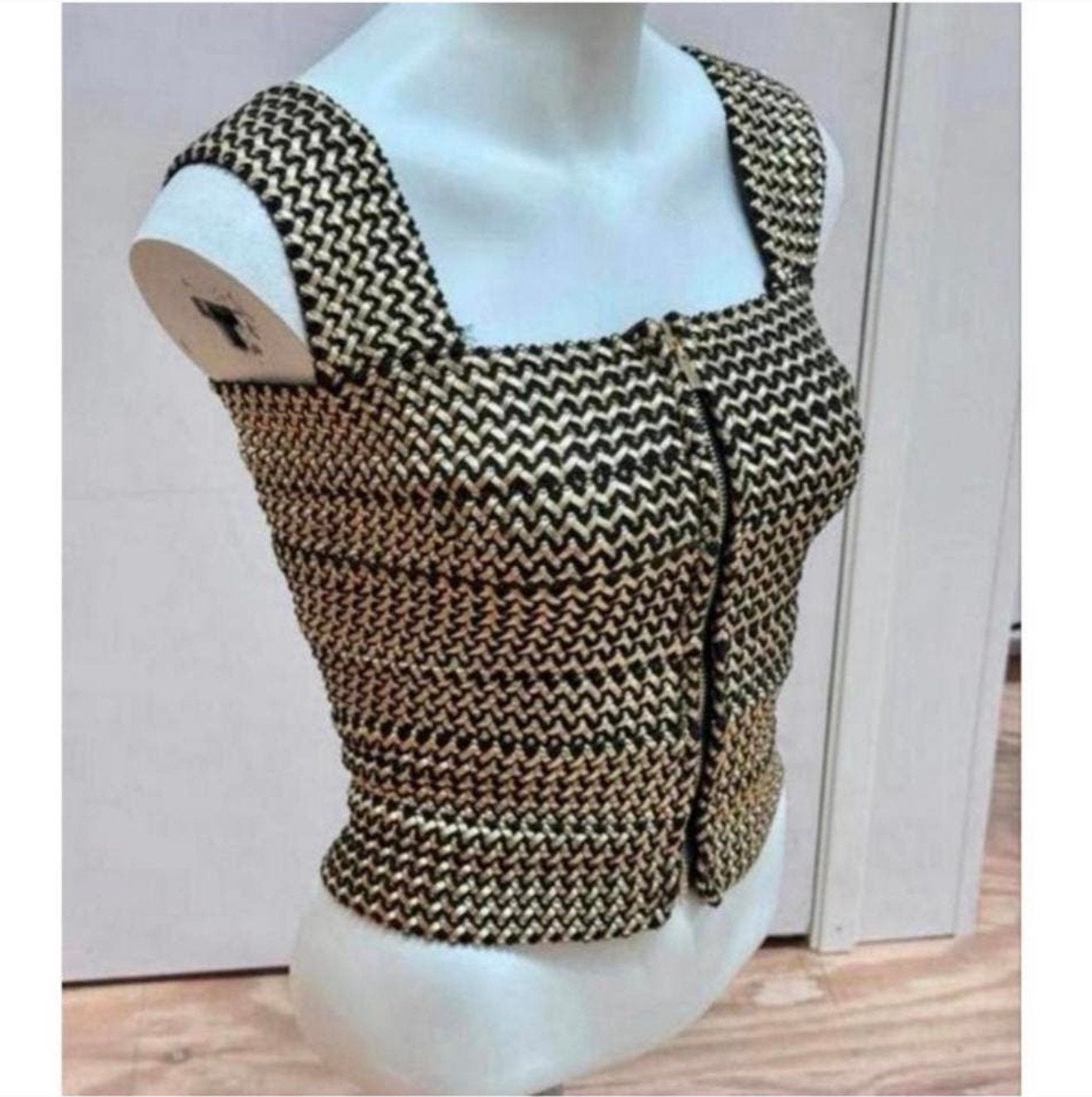 LM LULU - elastisch jurk mode topje S dames goud-zwart top, Kleding | Dames, M, Ophalen of Verzenden, Zo goed als nieuw, Maat 36 (S)