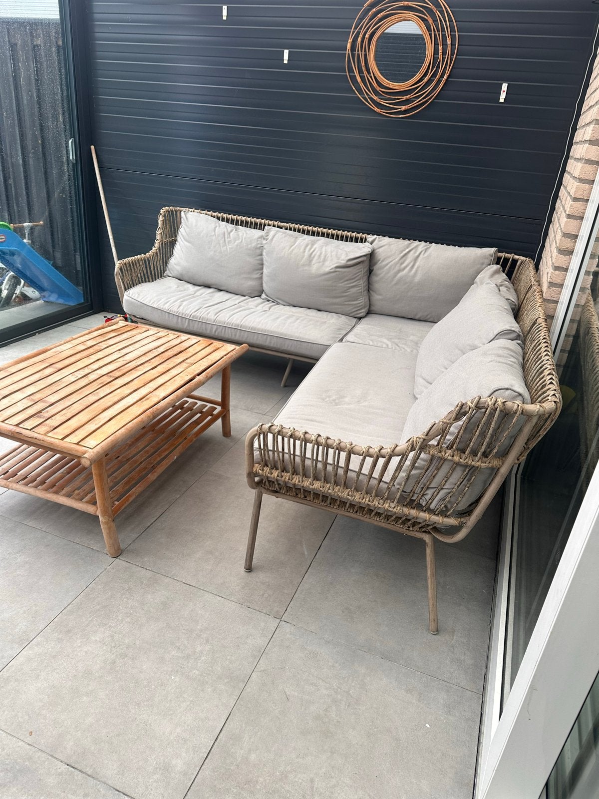 Loungeset met tafel - Zo goed als nieuw, Tuin en Terras, Tuinsets en Loungesets, 4 zitplaatsen, Rotan, Ophalen of Verzenden, Zo goed als nieuw