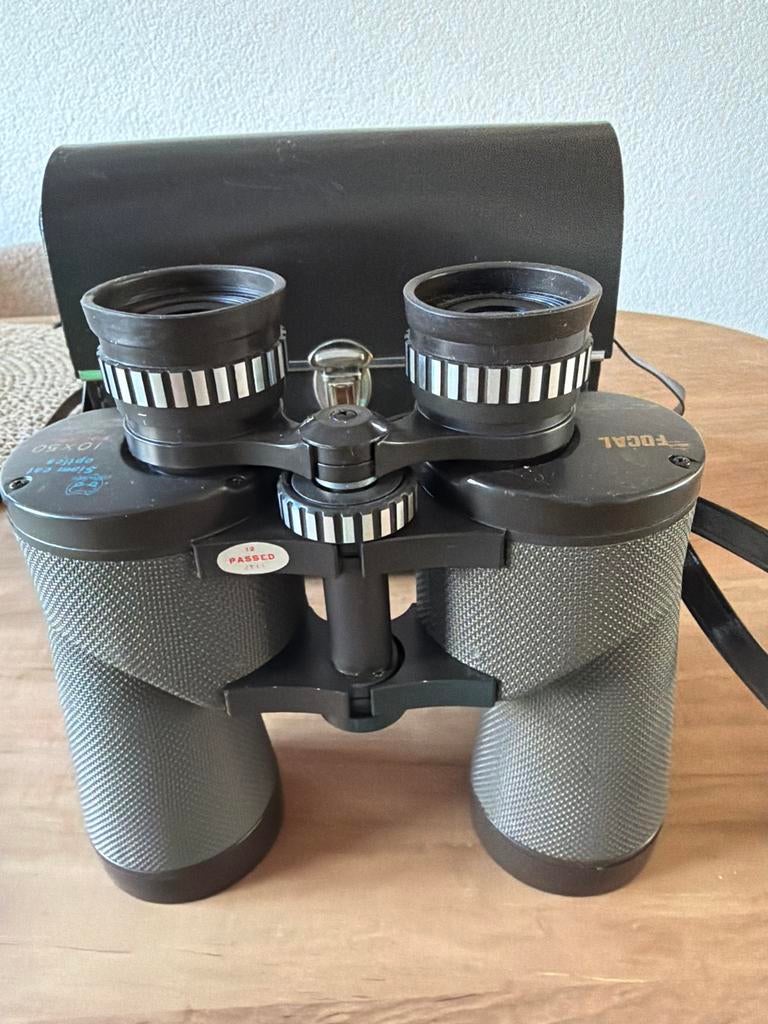 Focal 10x50 "Siam cat optics" Verrekijker met tas & handleid, Gebruikt, 8 tot 12x, Met hoes of tas, Porro (met knik)