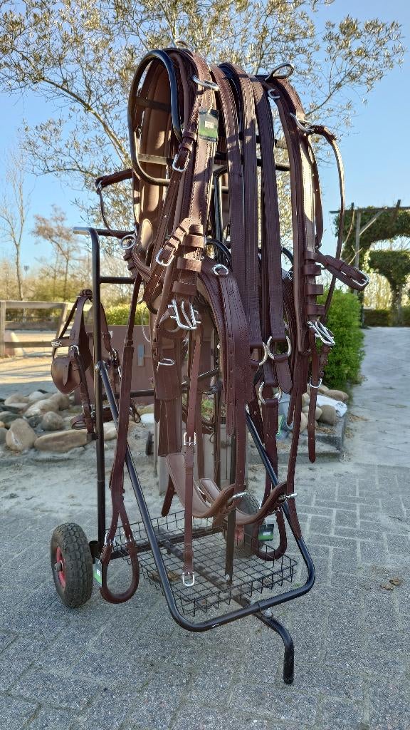 Nieuw! Ideal Equestrian LeatherTech 2span COB Chestnut-bruin, Dieren en Toebehoren, Paarden en Pony's | Hoofdstellen en Tuigage