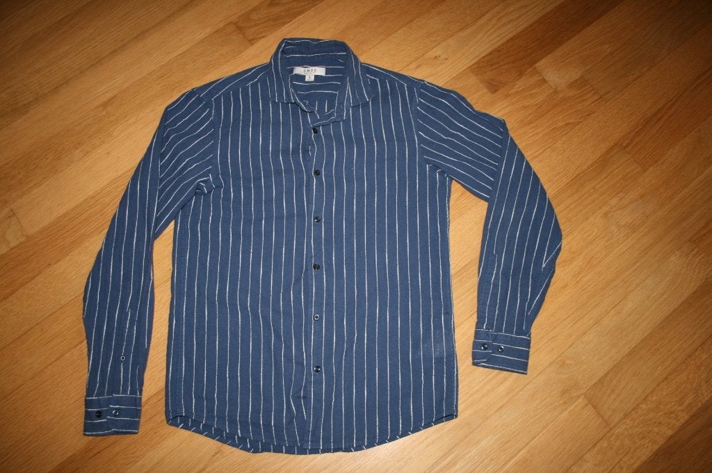 Donkerblauw overhemd, wit streepje mt. S  SMOG, Kleding | Heren, Blauw, Halswijdte 38 (S) of kleiner, Gedragen, Smog