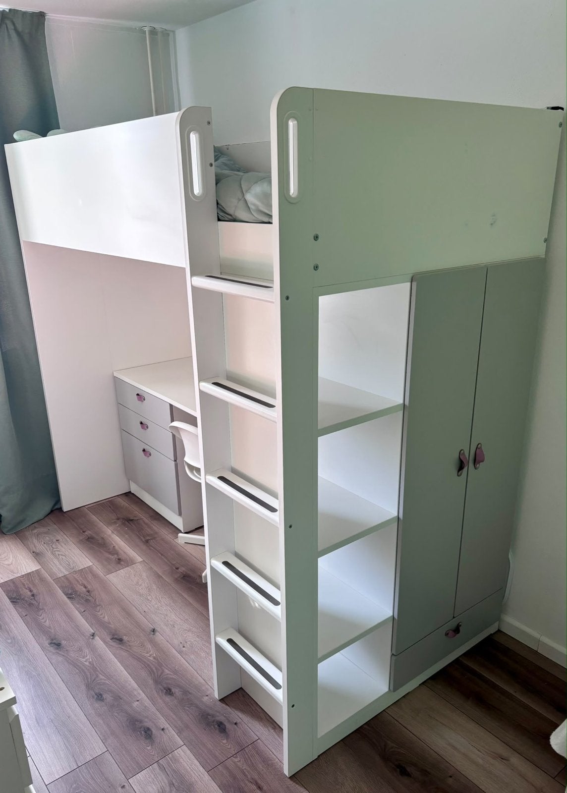 IKEA SMÅSTAD Hoogslaper met bureau en kast, Ophalen, Gebruikt, Eenpersoons, 200 cm