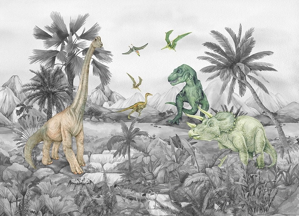Dinosaurus vlies behang Dinoland 375 x 270 cm *Muurdeco4kids, Verzenden, Nieuw