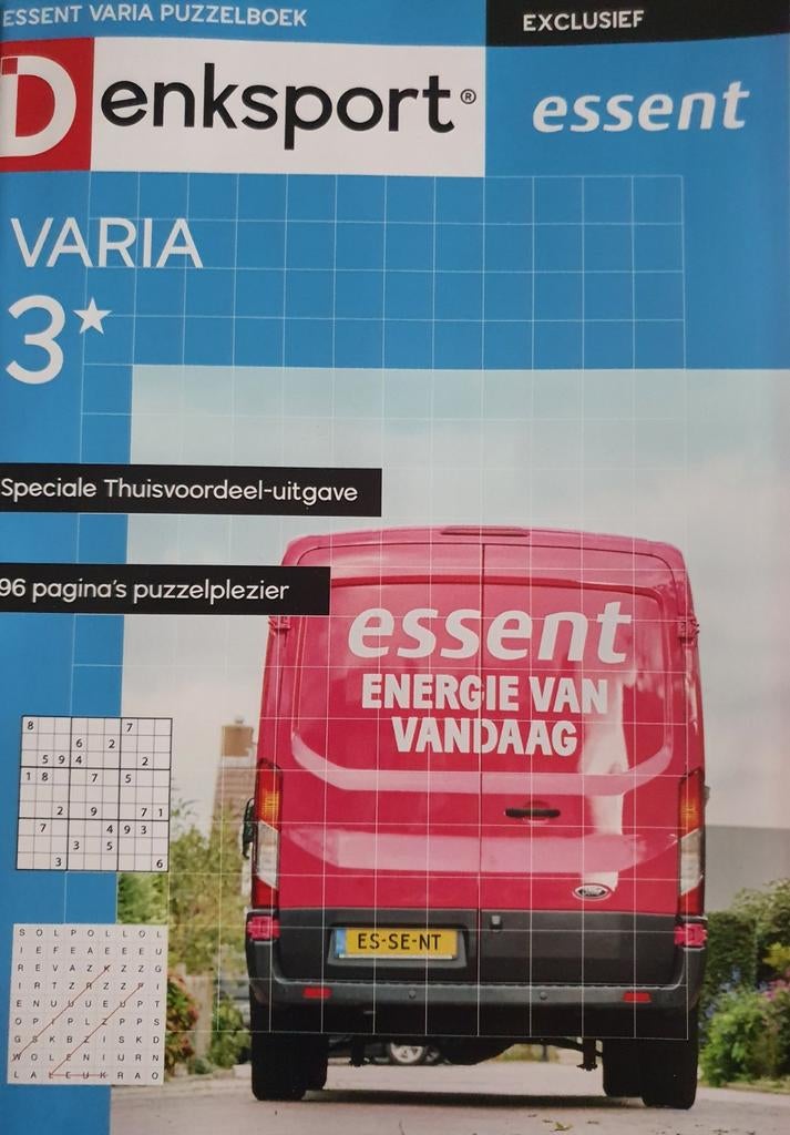 Denksport Varia Puzzelboek - Essent Speciale Editie, Ophalen of Verzenden, Zo goed als nieuw, Puzzelboek