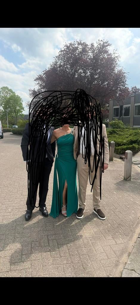 Mooie, groene avondjurk, Kleding | Dames, Ophalen of Verzenden, Zo goed als nieuw, Maat 36 (S), Onder de knie
