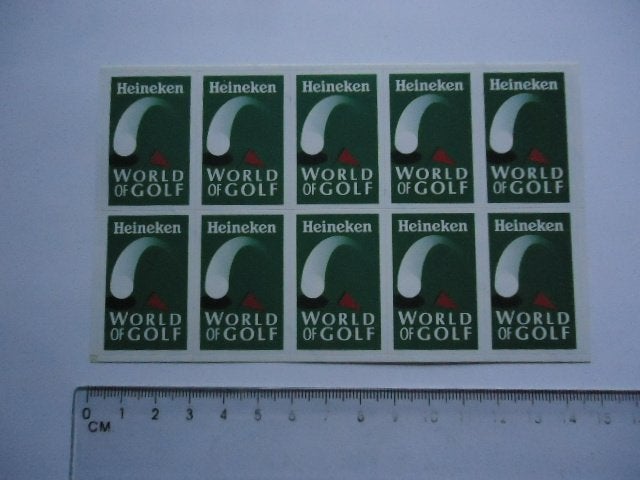 sticker oud Heineken vel World of GOLF retro vintage, Verzenden, Zo goed als nieuw, Bedrijf of Vereniging